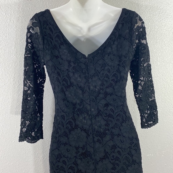 White House Black Market Black Lace 3/4 Sleeve Sheath Dress XXS DD2 - Picture 9 of 12